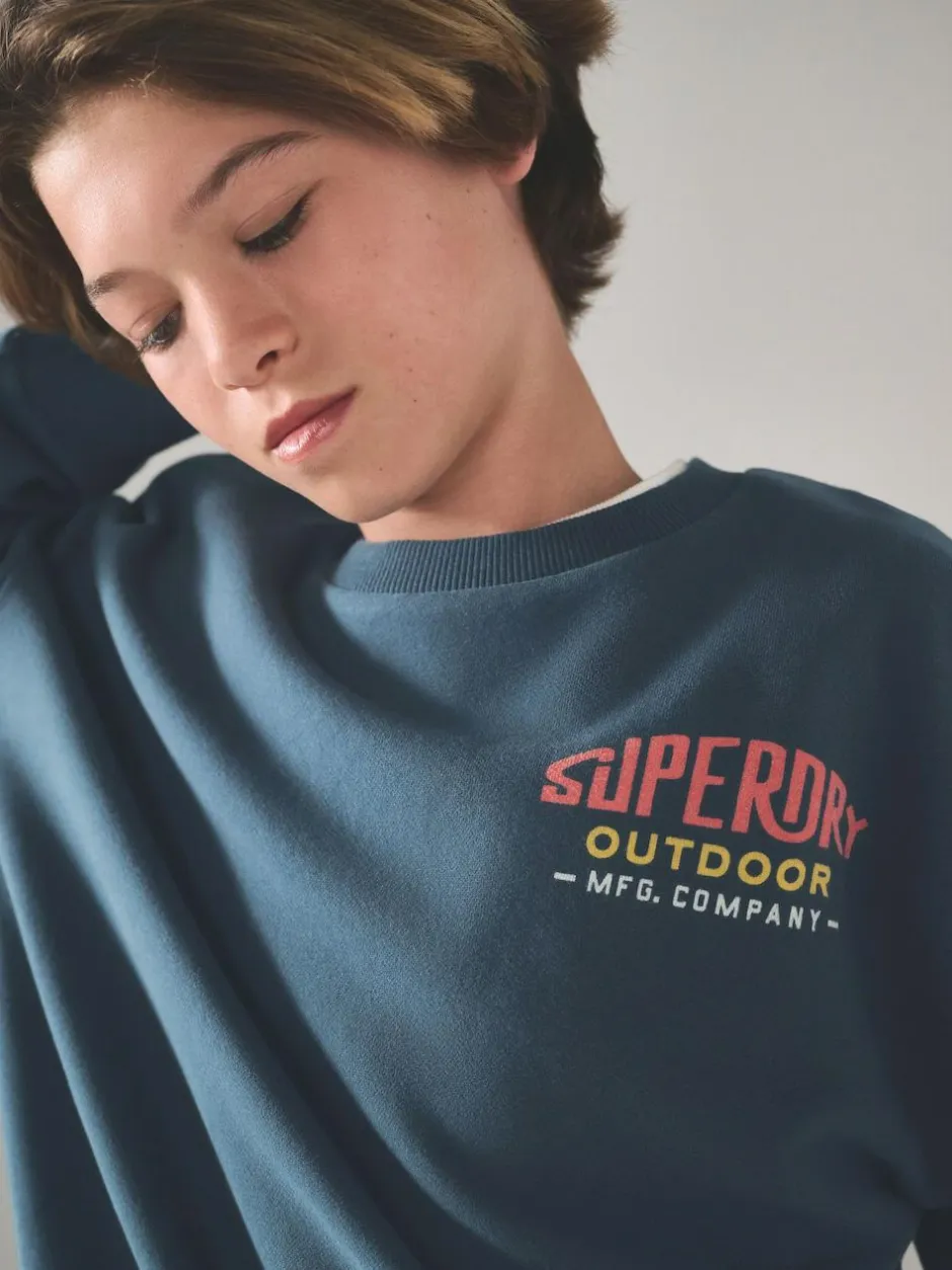 Superdry Blue Red Sweat Top & Shorts Set Hot
