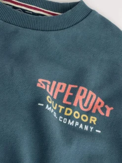 Superdry Blue Red Sweat Top & Shorts Set Hot