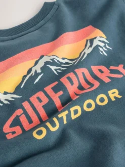 Superdry Blue Red Sweat Top & Shorts Set Hot
