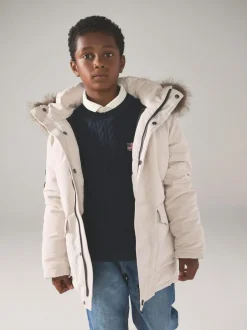 Superdry Everest Parka Coat Cream Sale