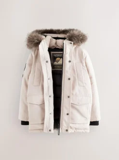 Superdry Everest Parka Coat Cream Sale