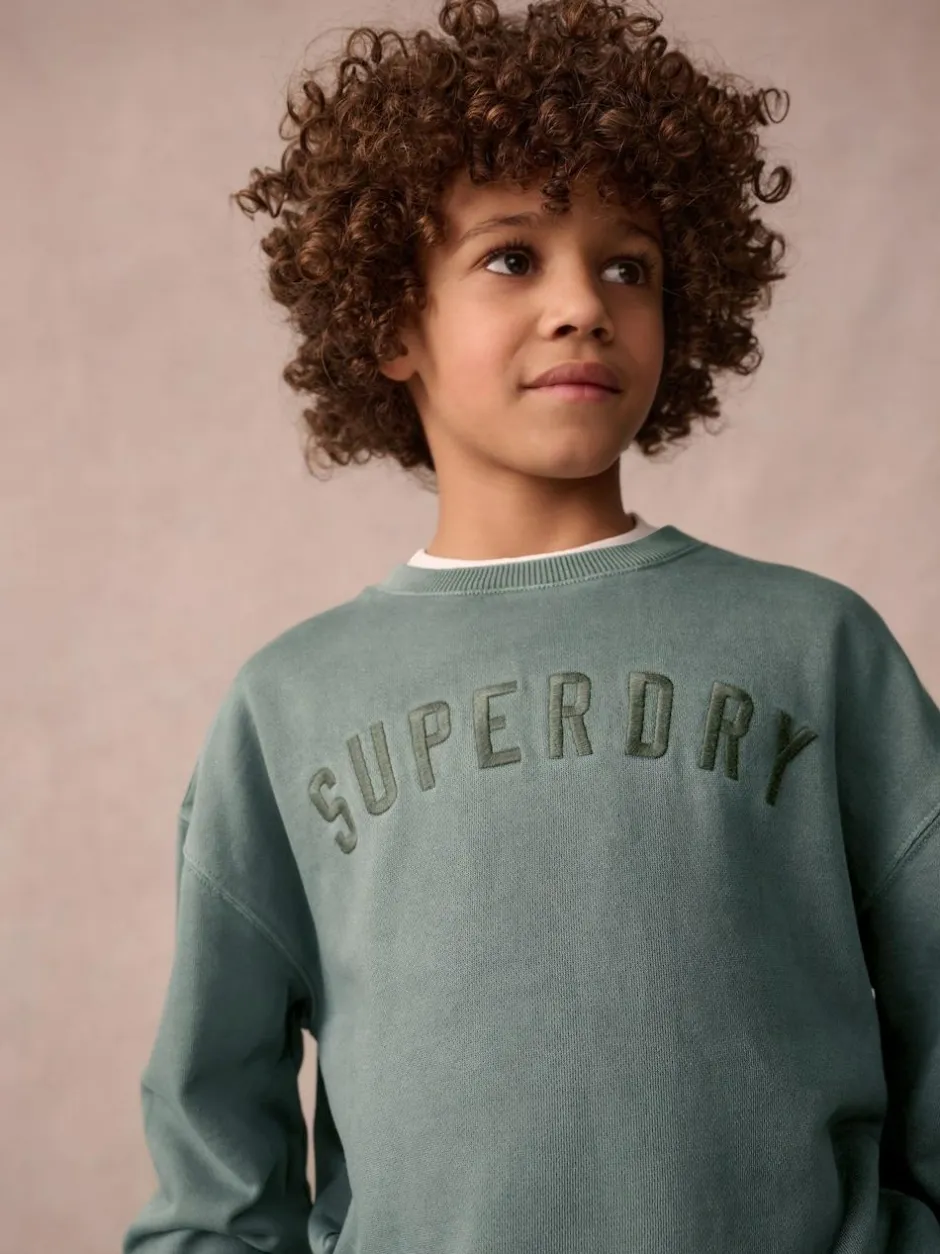 Superdry Dark Green Sweat Top & Shorts Set Online