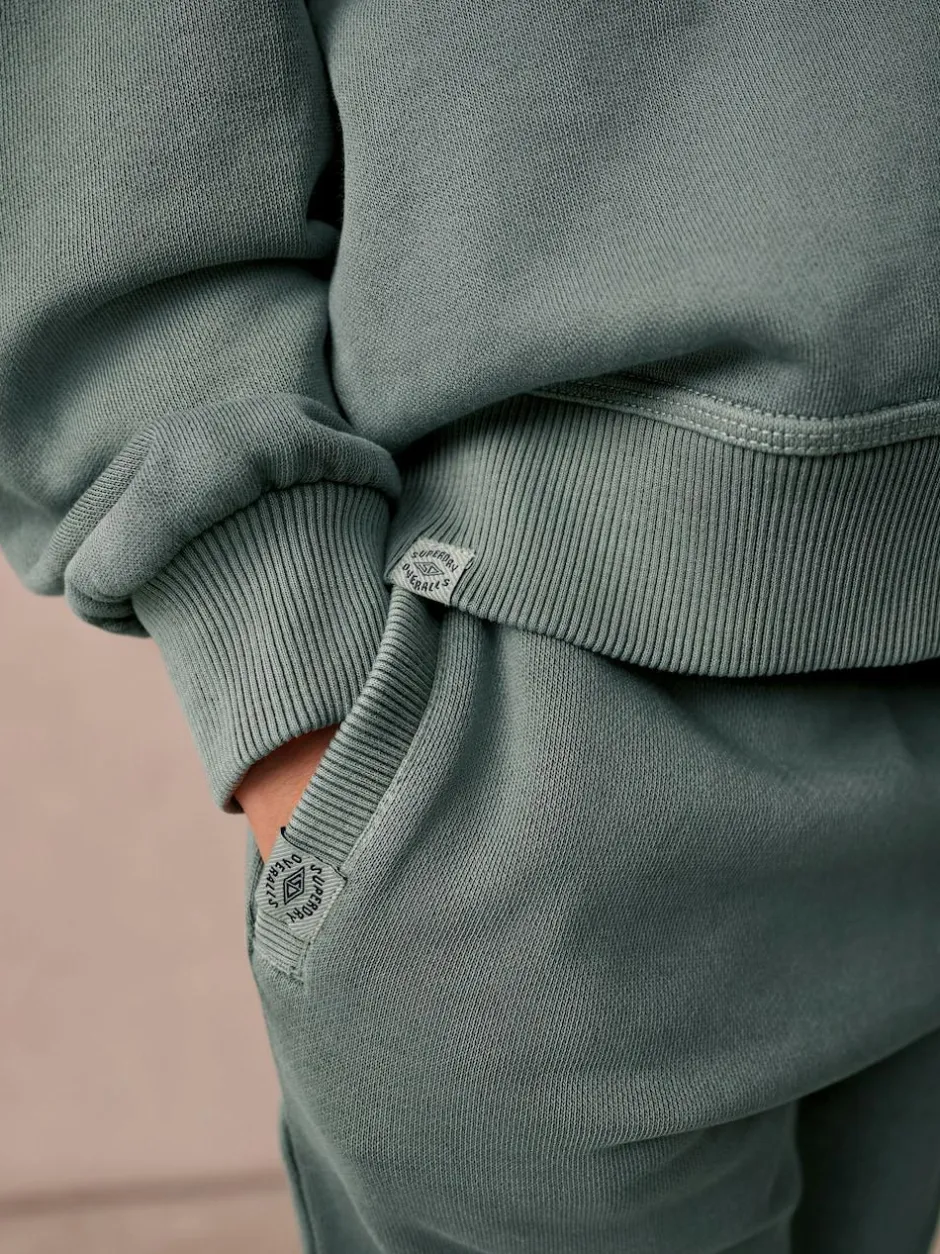 Superdry Dark Green Sweat Top & Shorts Set Online