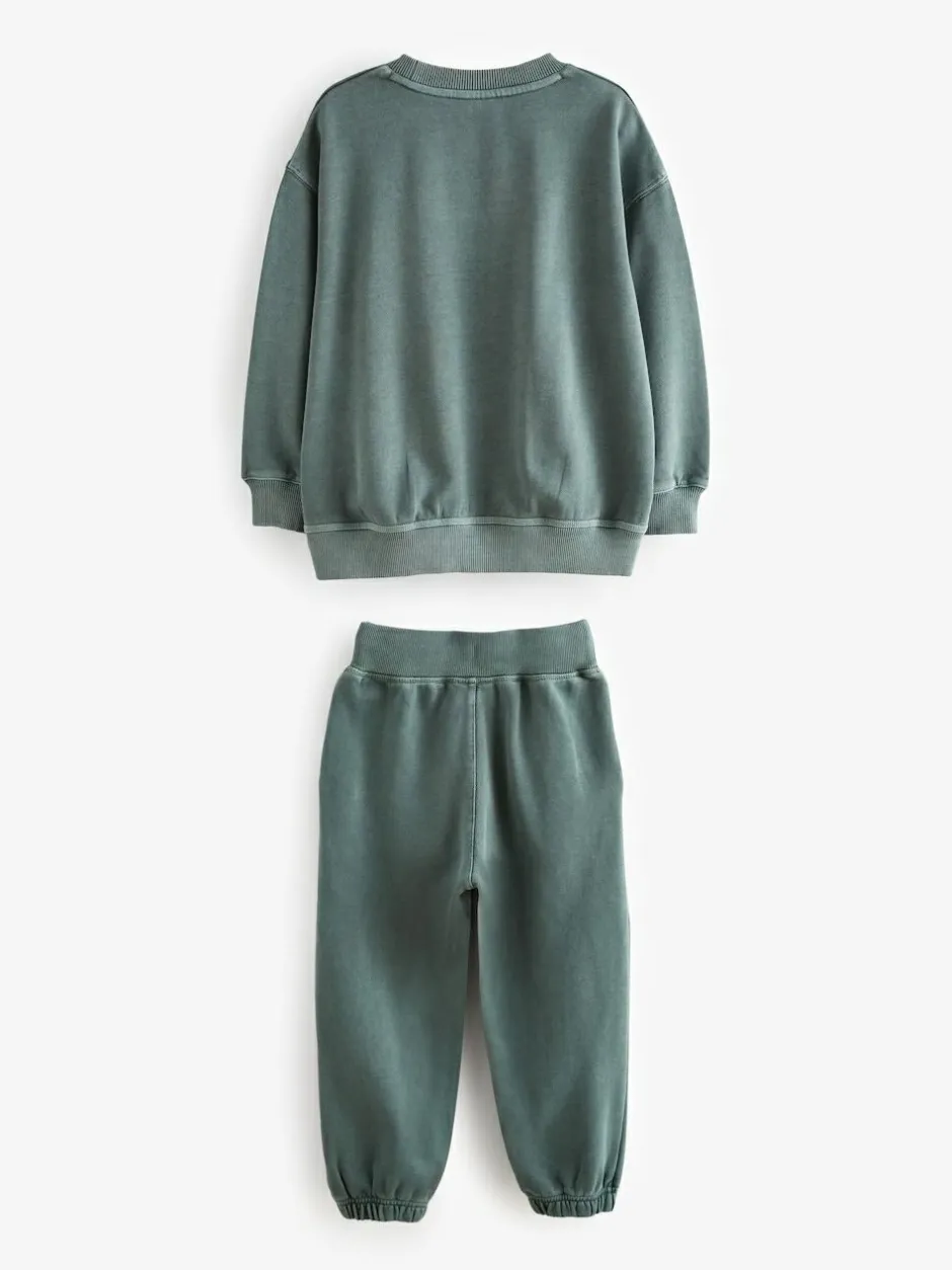 Superdry Dark Green Sweat Top & Shorts Set Online