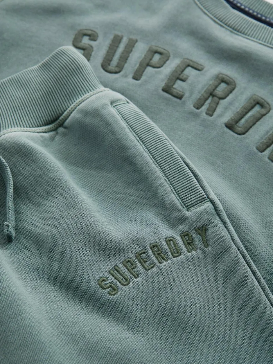 Superdry Dark Green Sweat Top & Shorts Set Online