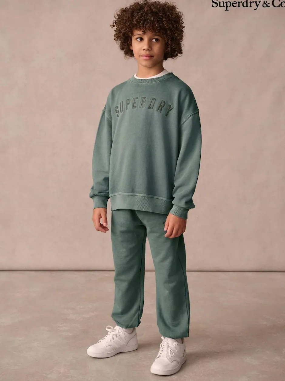 Superdry Dark Green Sweat Top & Shorts Set Online