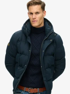 Superdry Everest Short Hooded Puffer Jacket Eclipse Navy Discount