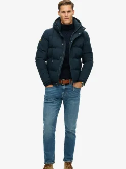 Superdry Everest Short Hooded Puffer Jacket Eclipse Navy Discount
