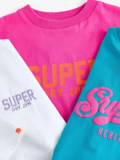 Superdry T-Shirts 3 Pack Pink Hot