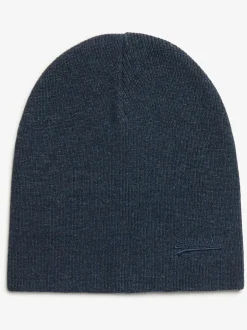 Superdry Essential Logo Knitted Beanie Hat Richest Navy Marl Clearance