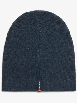 Superdry Essential Logo Knitted Beanie Hat Richest Navy Marl Clearance