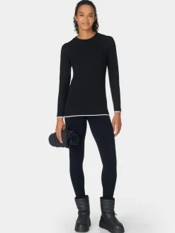 Sweaty Betty Black Modal Crew Neck Base Layer Top Hot
