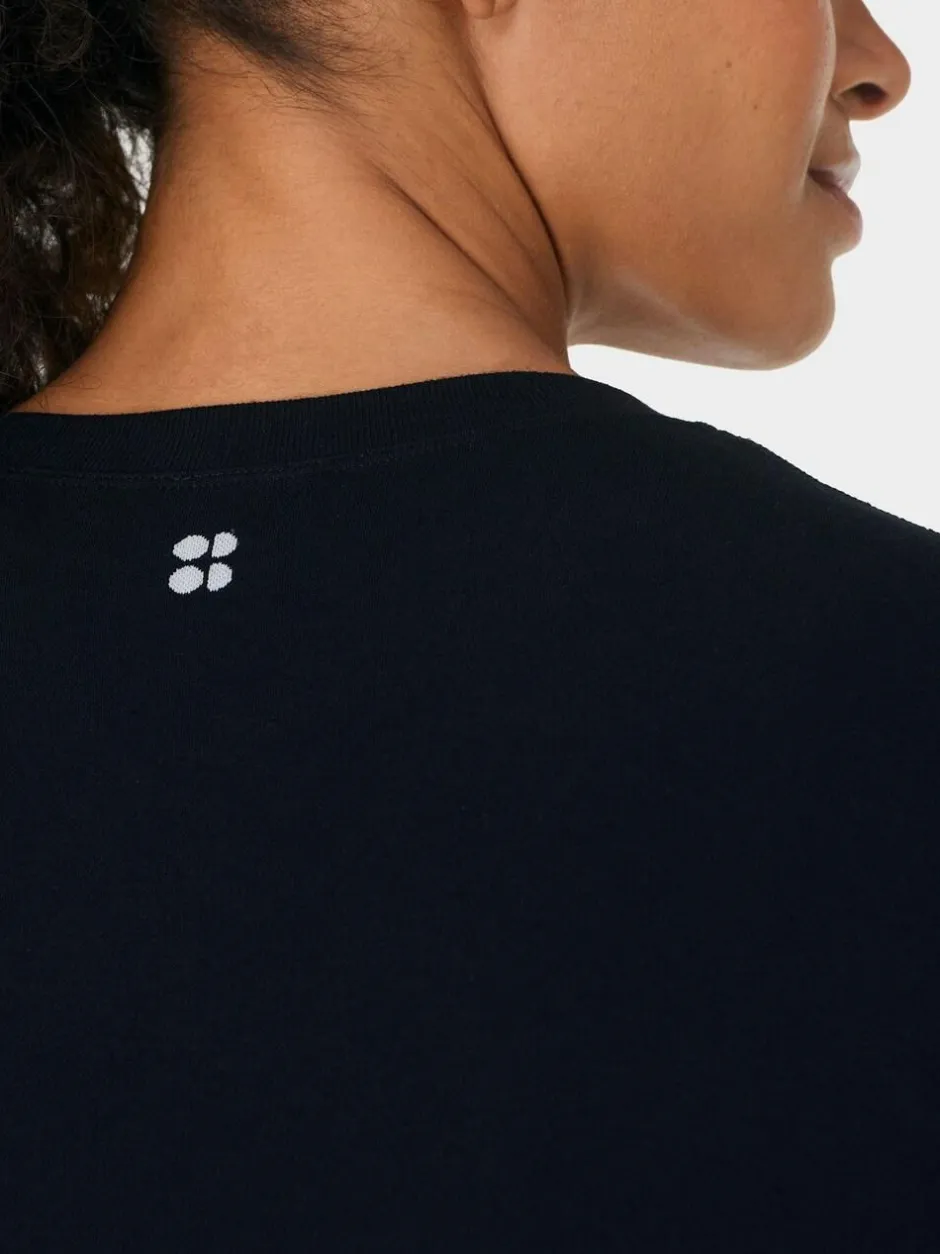 Sweaty Betty Black Modal Crew Neck Base Layer Top Hot