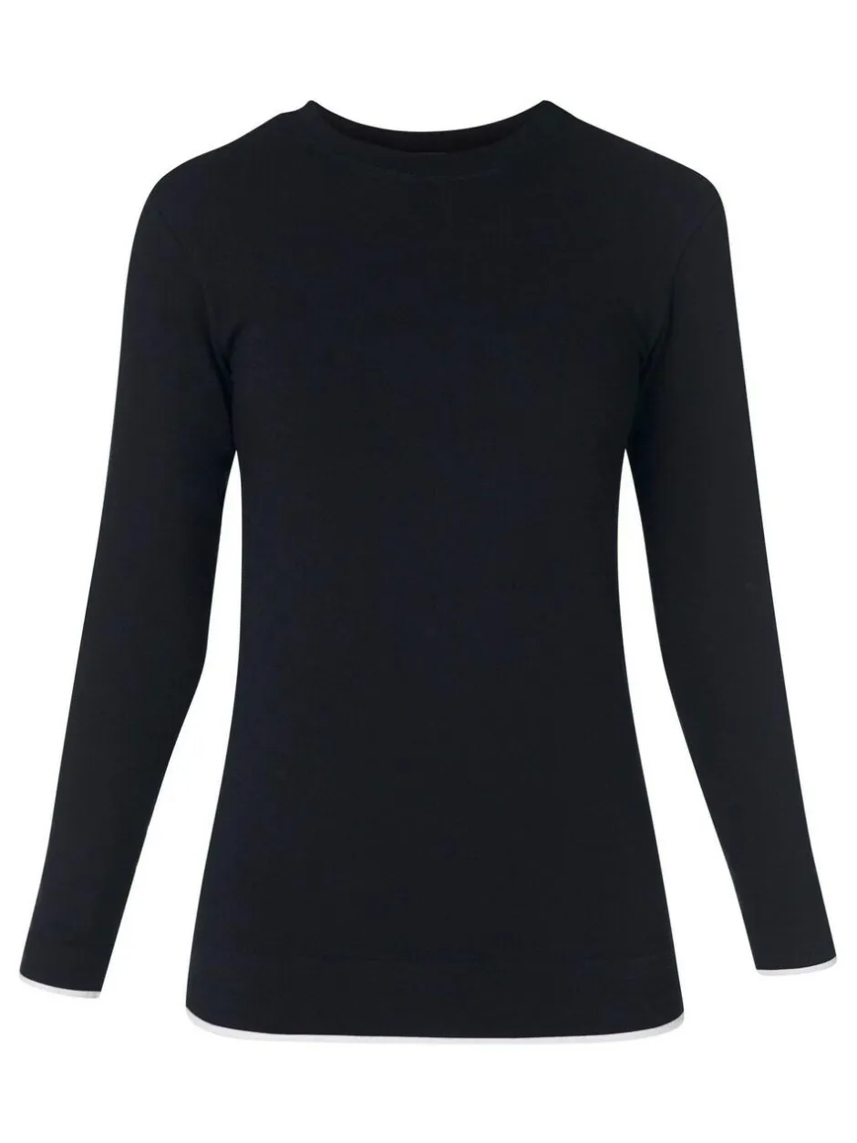 Sweaty Betty Black Modal Crew Neck Base Layer Top Hot