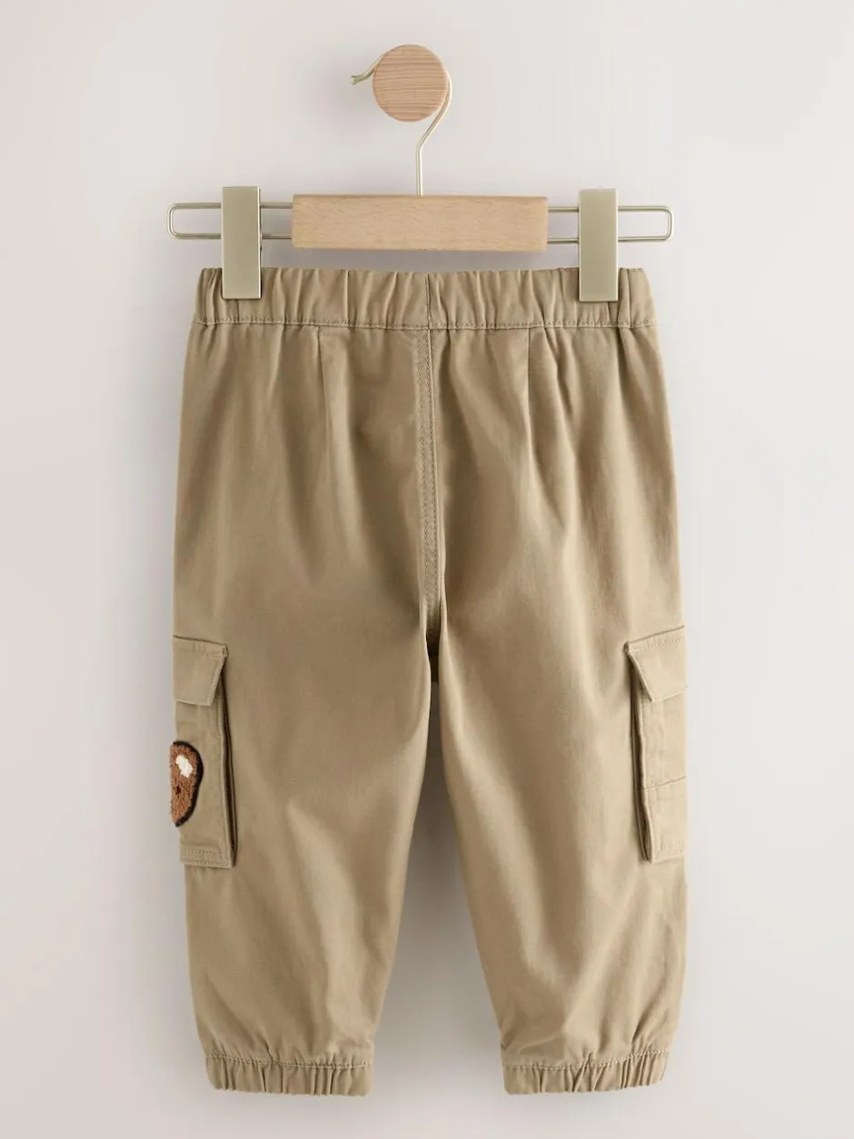 Next Regular Fit Cargo Trousers (3mths-7yrs) Tan Brown Bear New