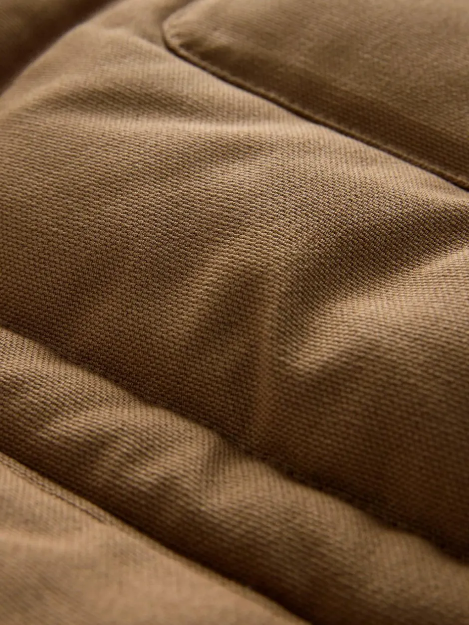 Next Tan Brown Canvas Worker Puffer Jacket With Borg Collar Online