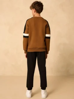 Next Colourblock Crew Set (3-16yrs) Tan Brown New