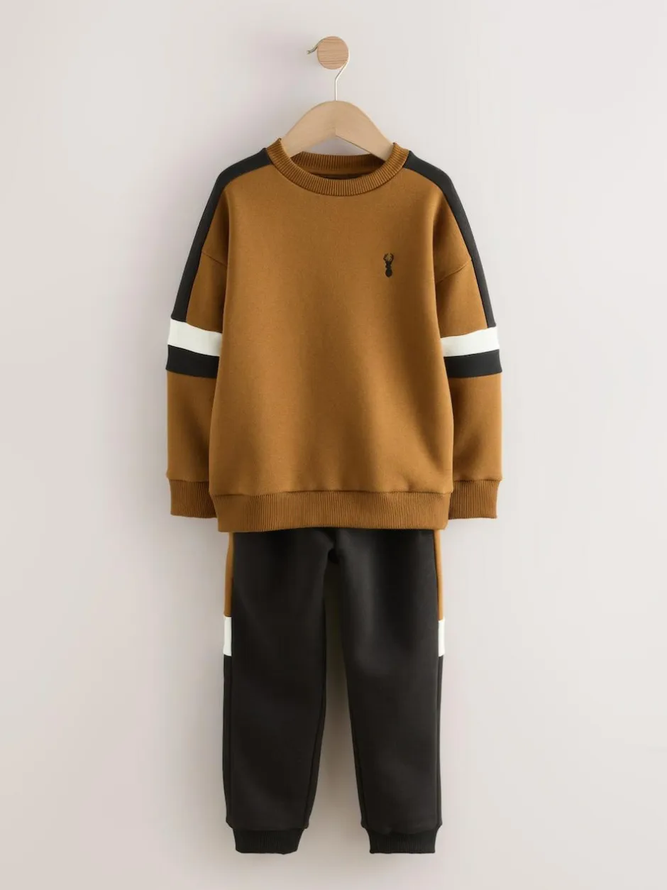 Next Colourblock Crew Set (3-16yrs) Tan Brown New