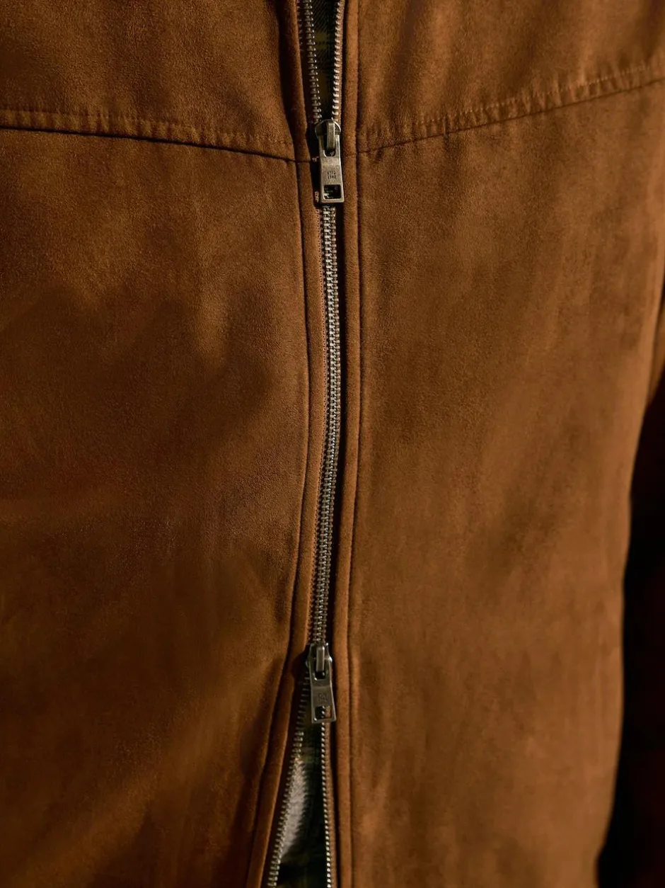 Next Tan Brown Faux Suede Harrington Jacket New