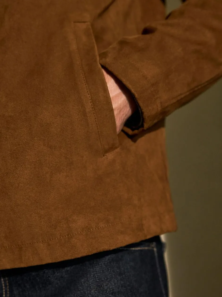Next Tan Brown Faux Suede Harrington Jacket New