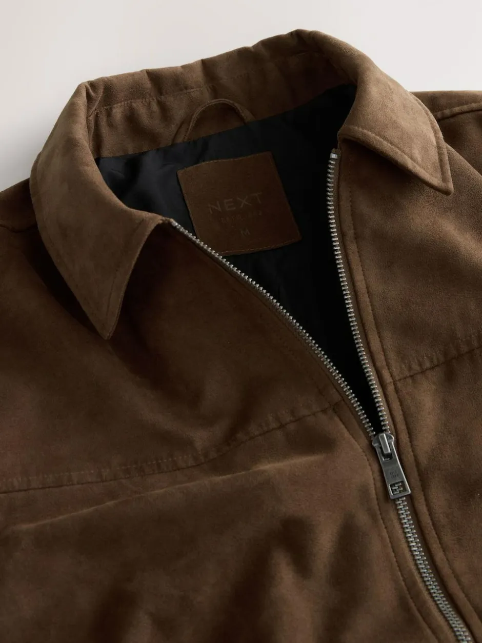Next Tan Brown Faux Suede Harrington Jacket New