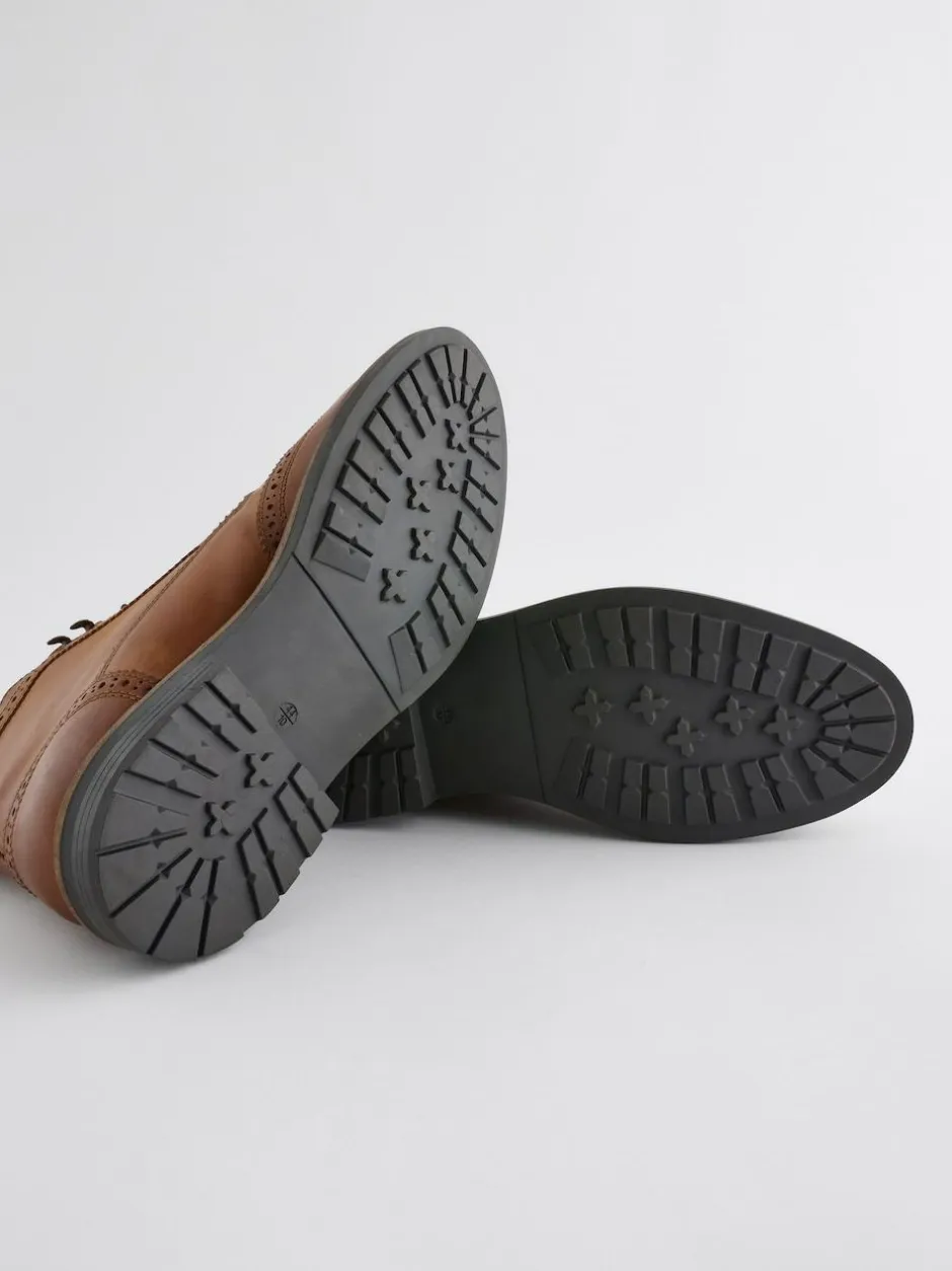 Next Leather Brogue Boots Tan Brown Online