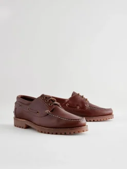 Next Tan Brown Leather Cleated Boat Shoes Outlet