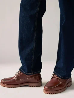 Next Tan Brown Leather Cleated Boat Shoes Outlet