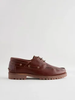Next Tan Brown Leather Cleated Boat Shoes Outlet