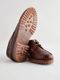Next Tan Brown Leather Cleated Boat Shoes Outlet