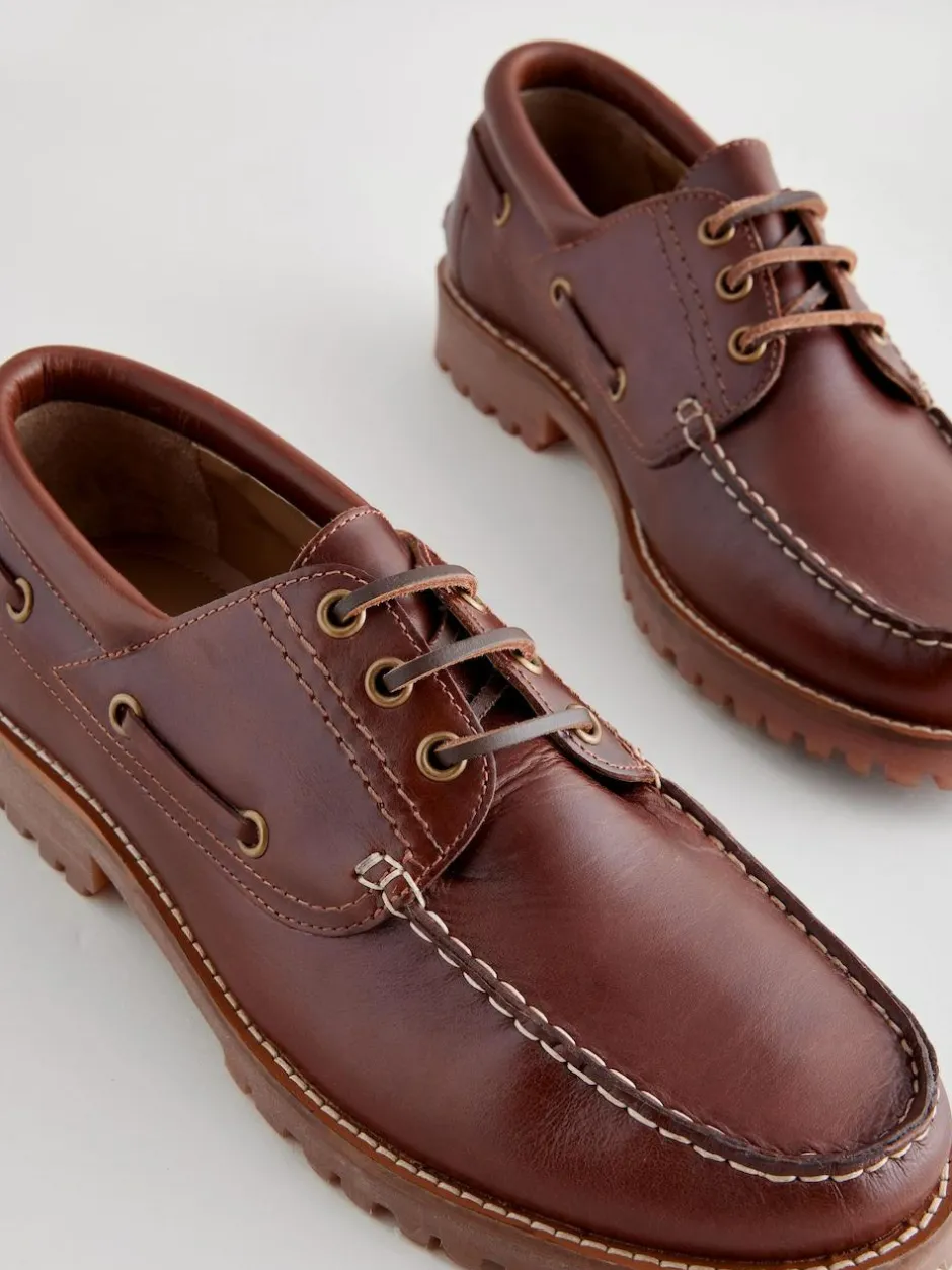 Next Tan Brown Leather Cleated Boat Shoes Outlet