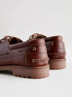 Next Tan Brown Leather Cleated Boat Shoes Outlet
