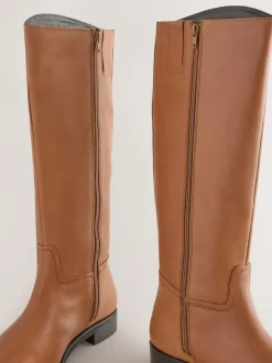 Next Standard/Wide Fit Forever Comfort® Flat Riding Boots Tan Brown Leather Hot