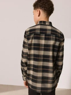 Next Long Sleeve Brushed Cotton Check Shirt (3-16yrs) Tan Brown Best
