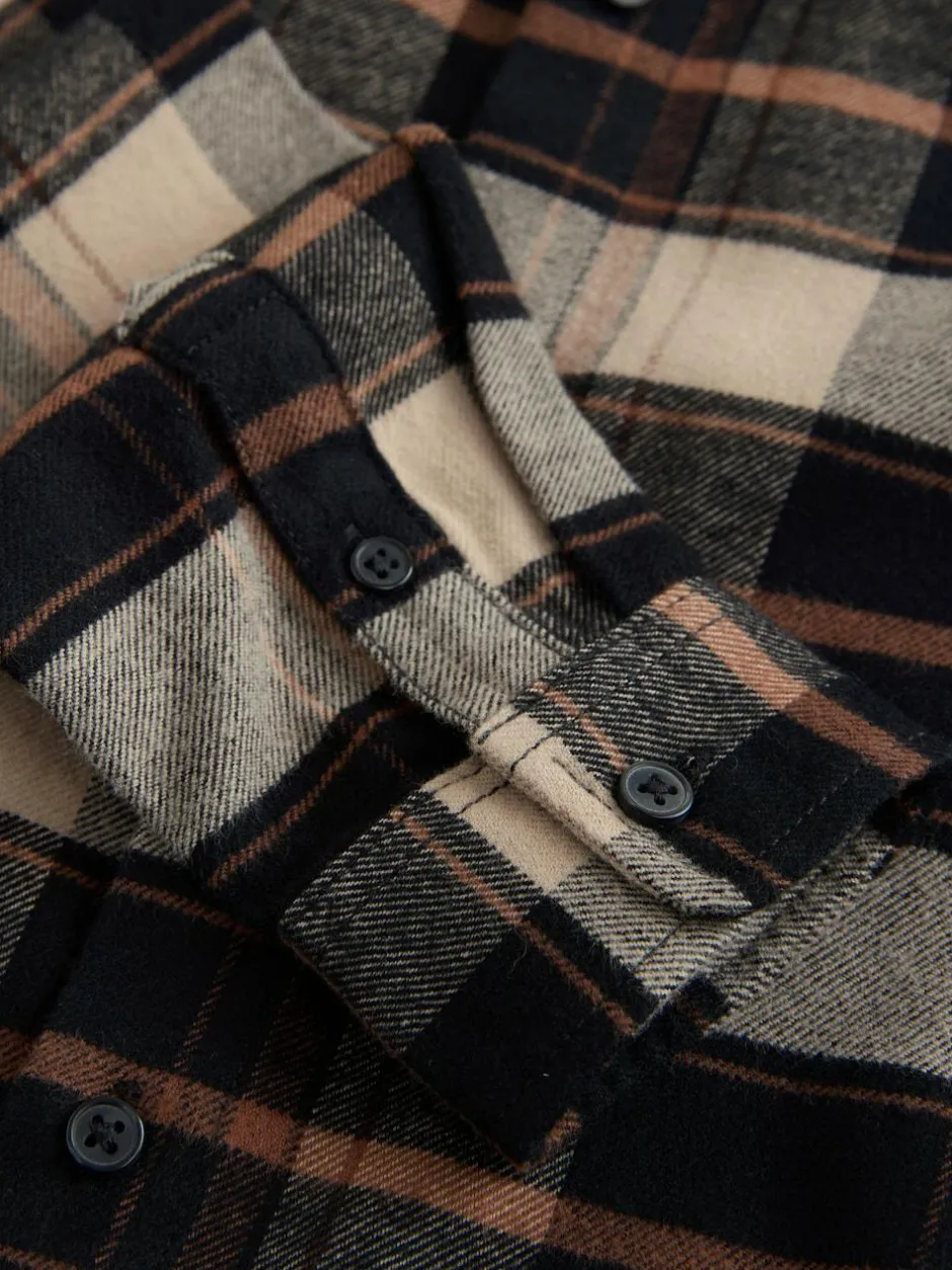 Next Long Sleeve Brushed Cotton Check Shirt (3-16yrs) Tan Brown Best