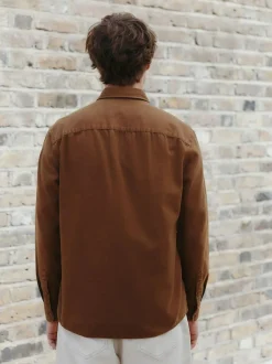 Next Long Sleeve Garment Dyed Oxford Shirt Tan Brown Sale
