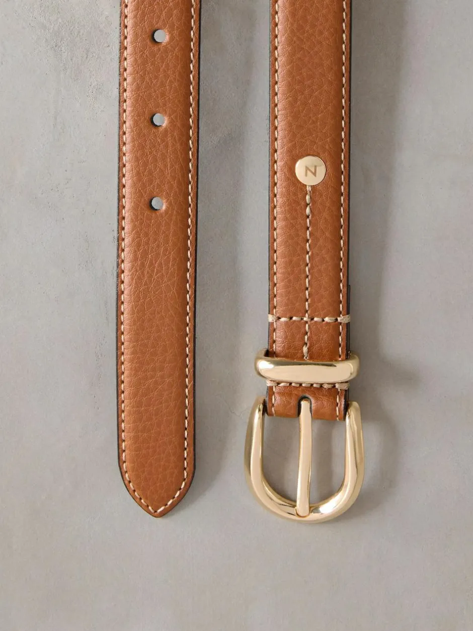 Next N. Premium Made In Italy Mid Width Belt Tan Brown