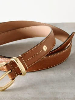 Next N. Premium Made In Italy Mid Width Belt Tan Brown