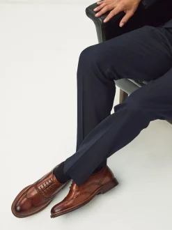 Next Oxford Wingcap Leather Shoes Tan Brown Clearance