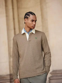 Next Tan Brown Puppytooth Rugby Shirt Hot