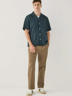 Next Regular Tapered Fit Single Pleated Stretch Chinos Trousers Tan Brown Clearance