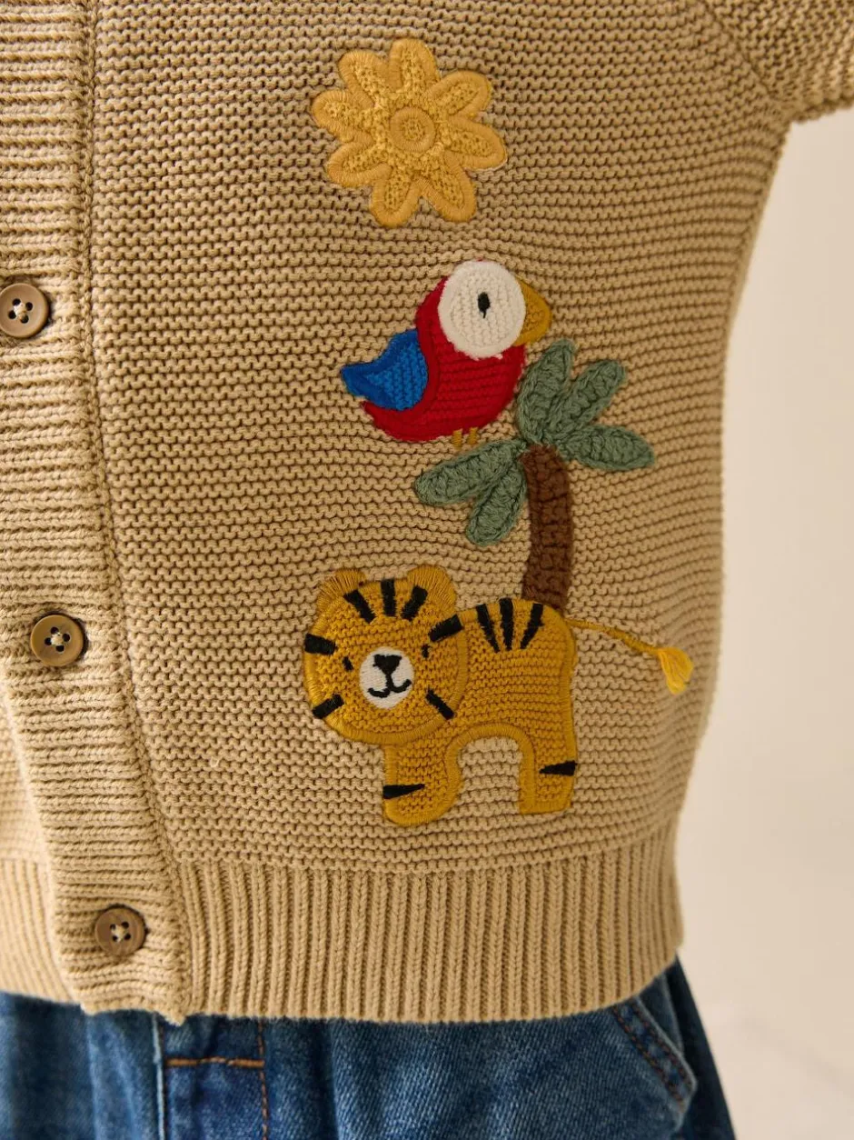 Next Tan Brown Safari Character Cardigan (3mths-7yrs) Best