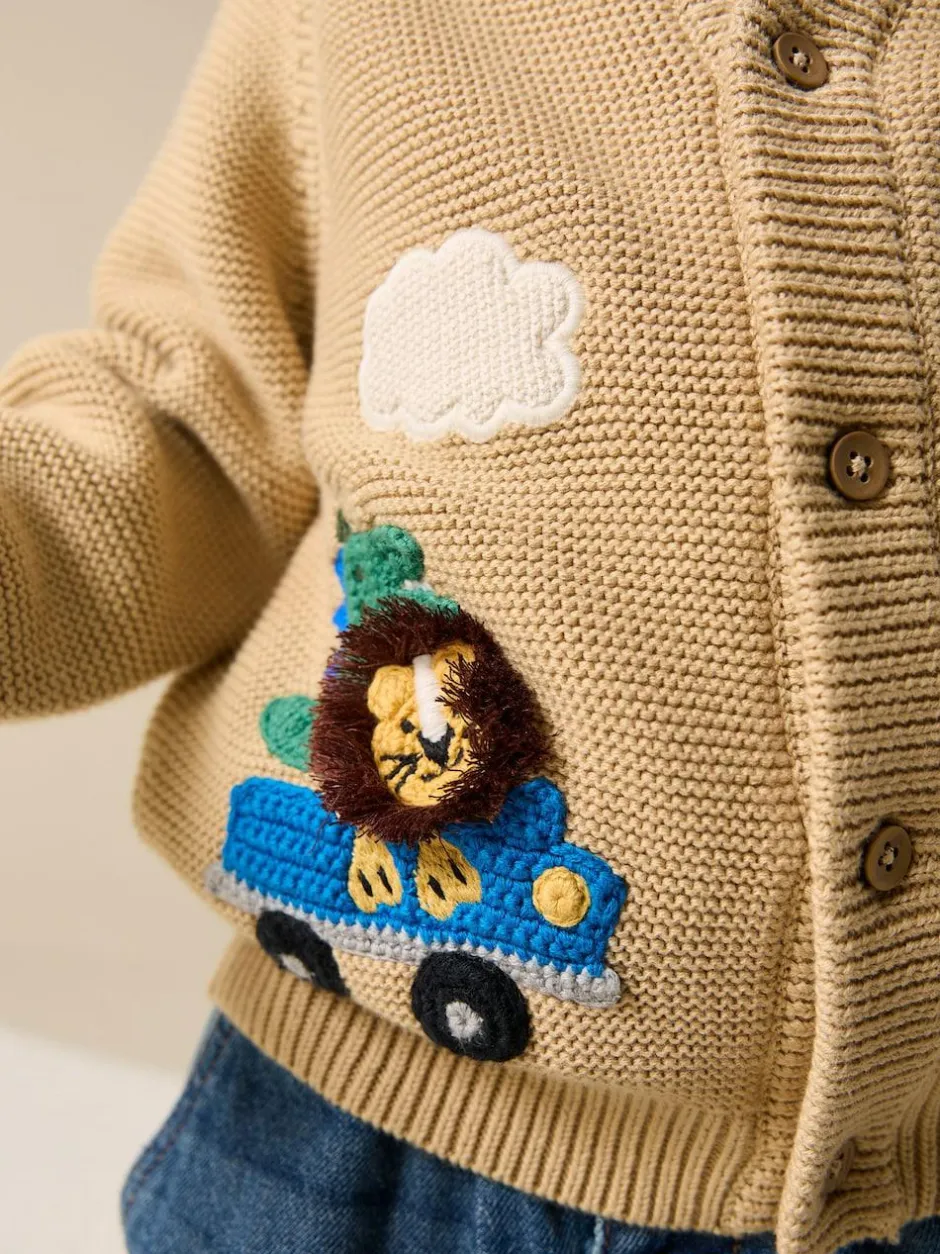 Next Tan Brown Safari Character Cardigan (3mths-7yrs) Best