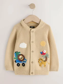 Next Tan Brown Safari Character Cardigan (3mths-7yrs) Best