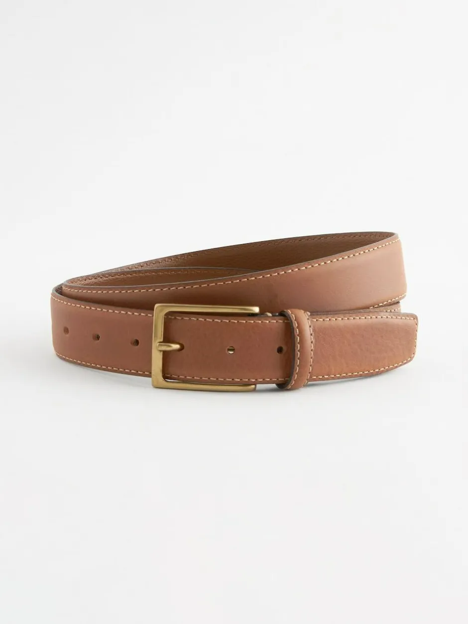 Next Tan Brown Signature Contrast Stitch Leather Belt