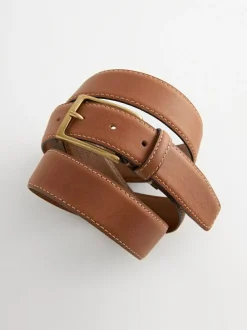 Next Tan Brown Signature Contrast Stitch Leather Belt