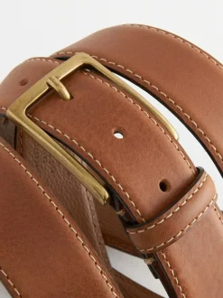 Next Tan Brown Signature Contrast Stitch Leather Belt