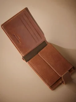 Next Signature Leather Extra Capacity Wallet Tan Brown Discount