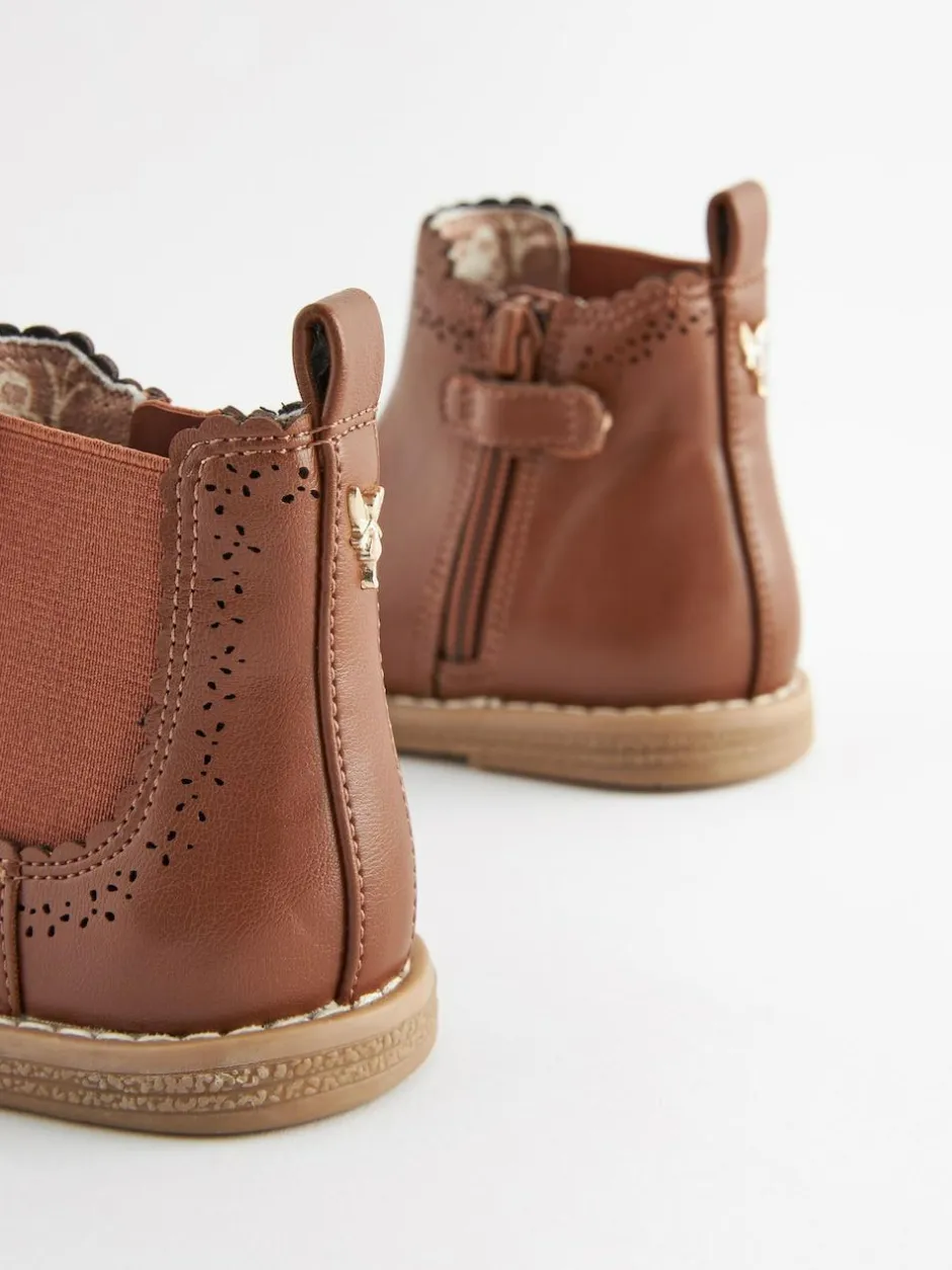 Next Standard Fit (F) Chelsea Ankle Boots Tan Brown New