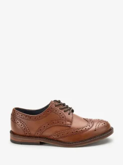 Next Standard Fit (F) Leather Laceup Brogue Shoes Tan Brown Clearance